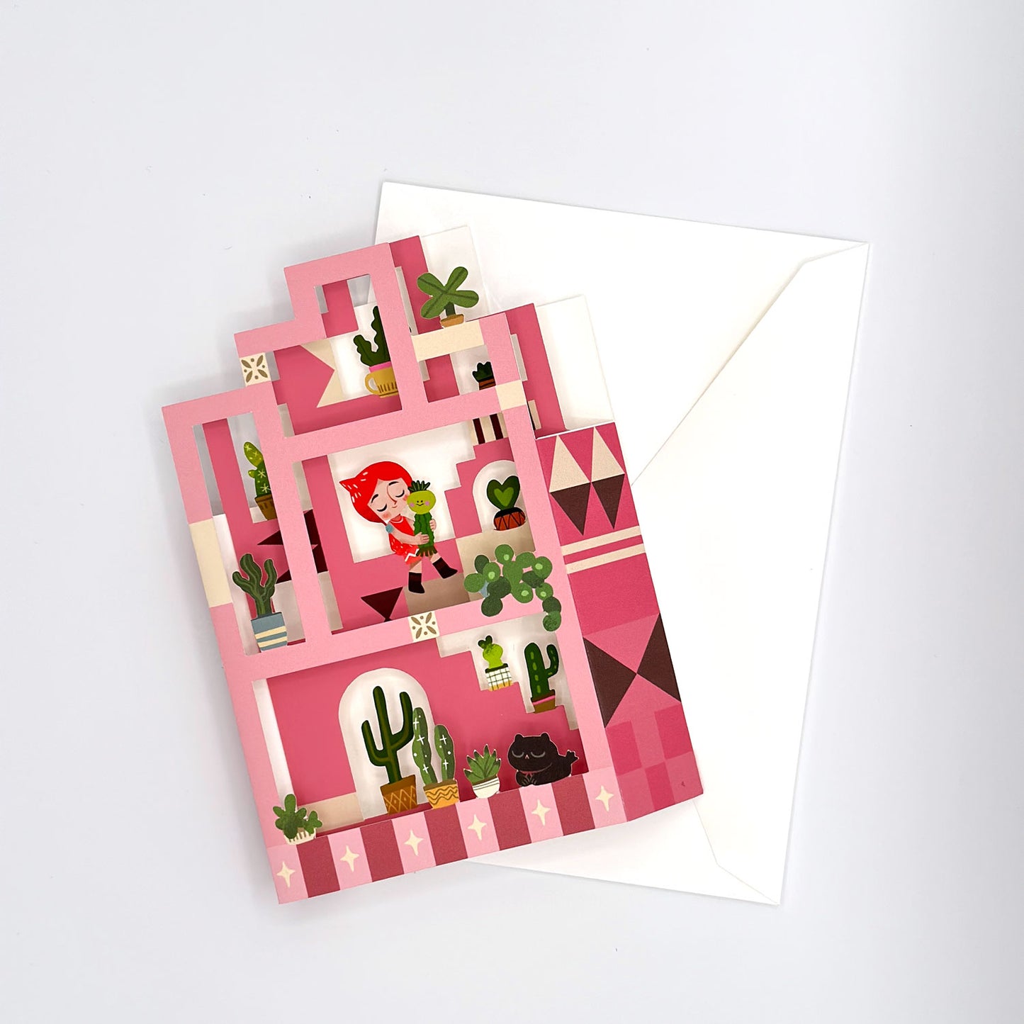 Cactus Castle Pop-Up Card - 4.5"x7.5"