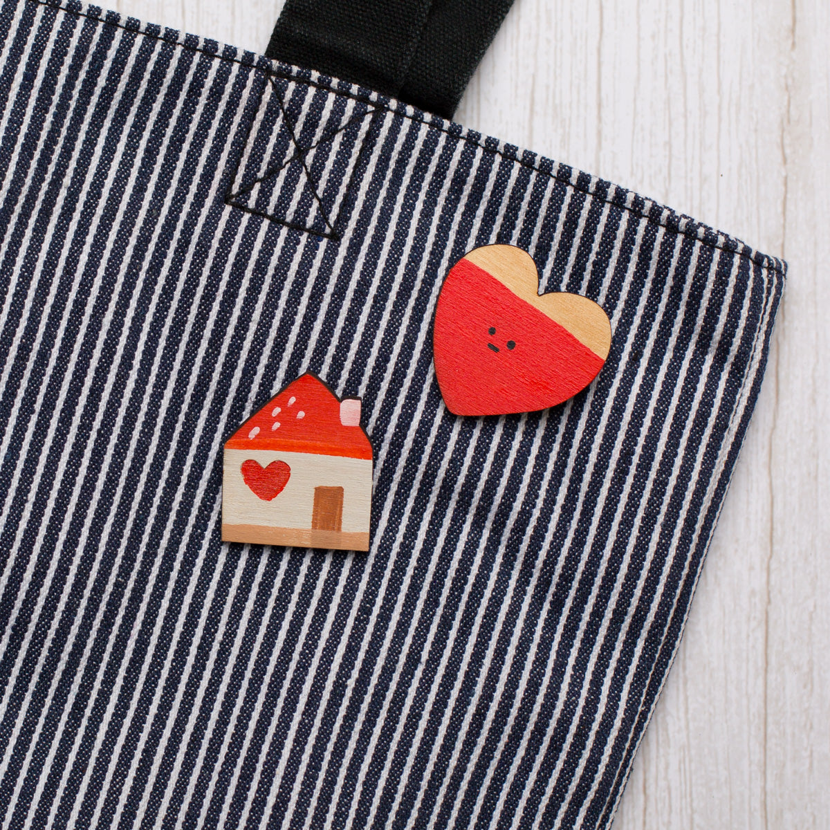 Red Heart - Wooden Brooch