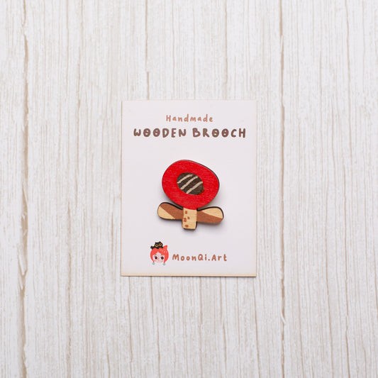 Red Flower - Wooden Brooch