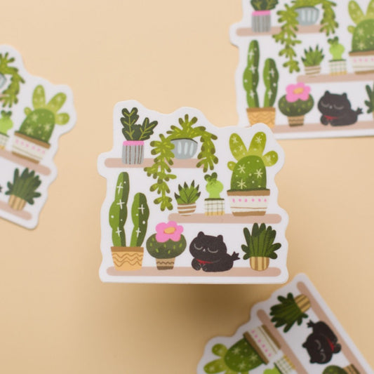 Cat and Cacti - Sticker