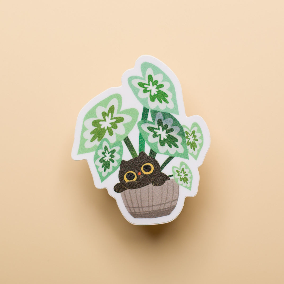 Cat and Leaves - Sticker